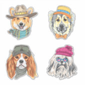 Bunte Hunde Sticker Groß, vielseitig verwendbar (Vorderseite)