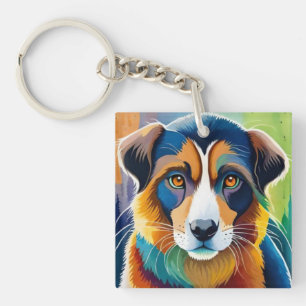 Bunte Hundefrisur Nahaufnahme Schlüsselanhänger