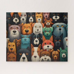 Bunte Hundegesichter Puzzle