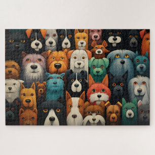 Bunte Hundegesichter Puzzle