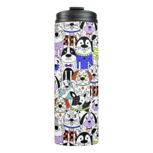Bunte Hundemeute-Muster-Mittlere Geschenktasche Thermosbecher