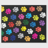Bunte Hundewelpen-Tatzen Geschenkpapier (Flach)