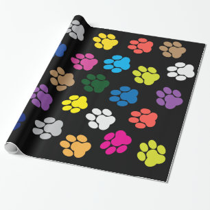 Bunte Hundewelpen-Tatzen Geschenkpapier