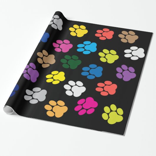 Bunte Hundewelpen-Tatzen Geschenkpapier (Ungerollt)