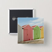 Bunte Hütten auf Strand Button (Vorne & Hinten)