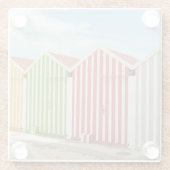 Bunte Hütten auf Strand Glasuntersetzer (Rückseite)