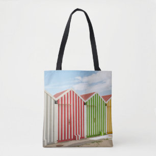 Bunte Hütten auf Strand Tasche