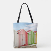 Bunte Hütten auf Strand Tasche (Rückseite)