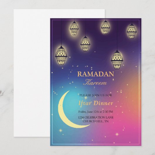 bunte Iftar-Einladung Einladung (Vorne/Hinten)