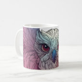 bunte Illustration eines Eulengesichts, Kaffeetasse (Vorderseite Links)