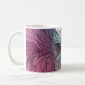 bunte Illustration eines Eulengesichts, Kaffeetasse (Links)