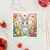 Bunte Illustration eines Osterhasen mit Krone Serviette (Beispiel)