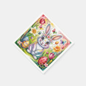 Bunte Illustration eines Osterhasen mit Krone Serviette (Ecke)