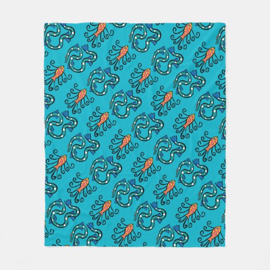 Bunte illustrierte Fisch-Freunde Fleecedecke (Vorderseite)