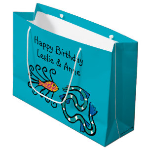 Bunte illustrierte Fisch-Freunde Große Geschenktüte
