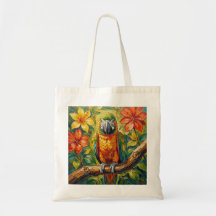 Bunte Impasto-Papagei und tropische Blume