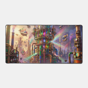 Bunte Industrielle Uhr Welt Gaming Steampunk Schreibtischunterlage