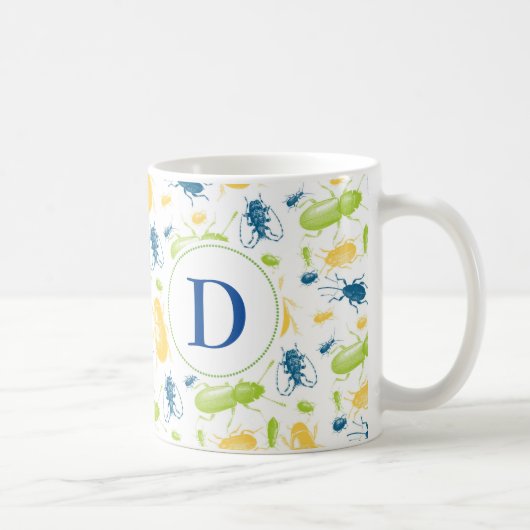 Bunte Insektenwanzennatur-Monogramm-Tasse Kaffeetasse (Rechts)