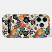 Bunte japanische Blumen monogrammiert Case-Mate iPhone Hülle (Rückseite (Horizontal))