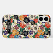 Bunte japanische Blumen monogrammiert Case-Mate iPhone Hülle (Rückseite (Horizontal))