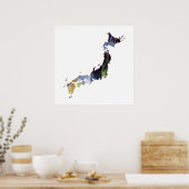 bunte japanische Silhouette Poster (Küche)