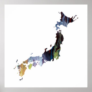 bunte japanische Silhouette Poster