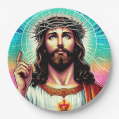 Bunte Jesus-Papierplatte! Pappteller (Vorderseite)
