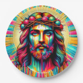 Bunte Jesus-Papierteller! Pappteller (Vorderseite)