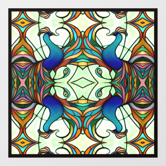 Bunte Jugendstil-Pfau-Imitate aus festem Glas Fensteraufkleber
