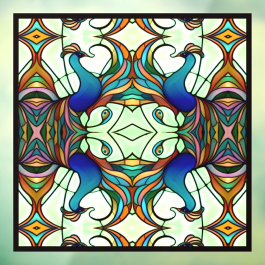 Bunte Jugendstil-Pfau-Imitate aus festem Glas Fensteraufkleber (Blatt 3)