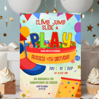 Bunte Jungen-Indoor-Spielplatz-Geburtstagseinladun