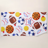 Bunte Jungen-personalisiertes multi Sport-Badetuch Strandtuch (Vorderseite)