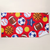 Bunte Jungen-personalisiertes multi Sport-Badetuch Strandtuch (Vorderseite)