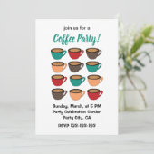 Bunte Kaffeetasse Kaffeeparty Einladung (Stehend Vorderseite)