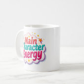 Bunte Kaffeetasse mit Energie-Farbe der Hauptfigur (Vorderseite Links)
