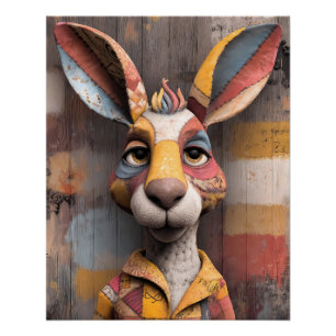 Bunte Känguru Illustration - abstrakte Tierkunst Poster