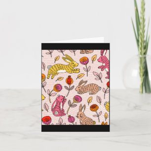 Bunte Kaninchen süß florale vintage T-Shirt  Karte