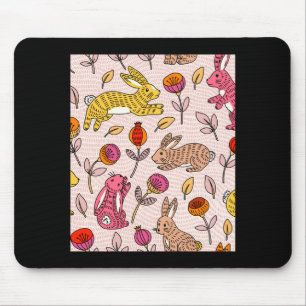 Bunte Kaninchen süßes florales vintage T-Shirt Mousepad