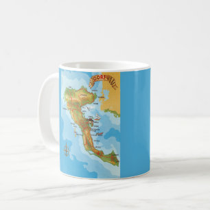 Bunte Karte der griechischen Insel Korfu Tasse