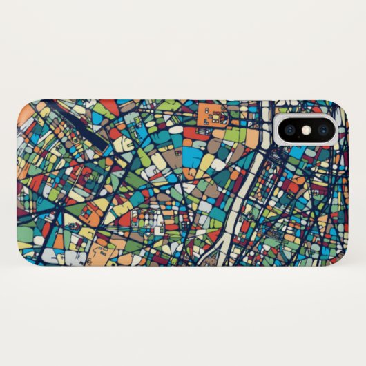 Bunte Karte Paris Frankreich | Case-Mate iPhone Hülle (Rückseite (Horizontal))