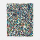 Bunte Karte Paris Frankreich | Fleecedecke (Vorderseite)