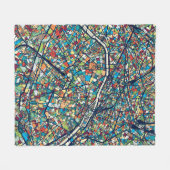 Bunte Karte Paris Frankreich | Fleecedecke (Vorderseite (Horizontal))
