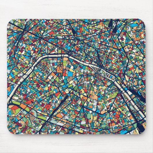 Bunte Karte Paris Frankreich | Mousepad (Vorne)
