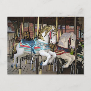 Bunte Karussellpferde Foto Kunst Postkarte
