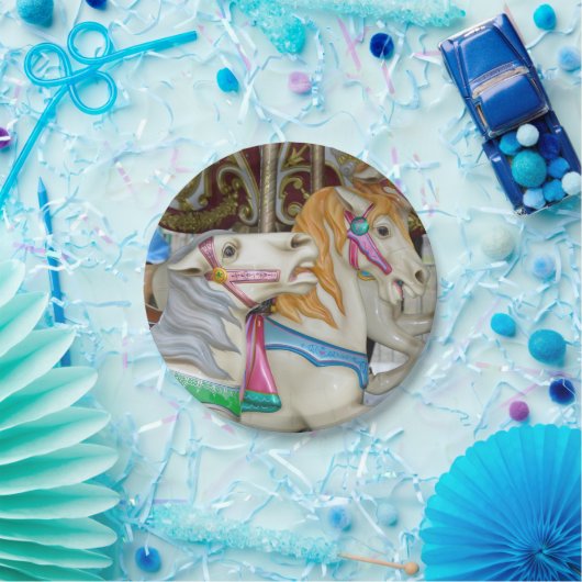 Bunte Karussellpferde Pappteller (Party)