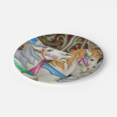 Bunte Karussellpferde Pappteller (Schrägansicht)