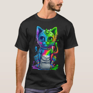 Bunte Katze 3D Abstrakte Vektor Katze T-Shirt