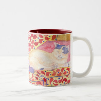 Bunte Katze auf Sofa-Tasse Zweifarbige Tasse