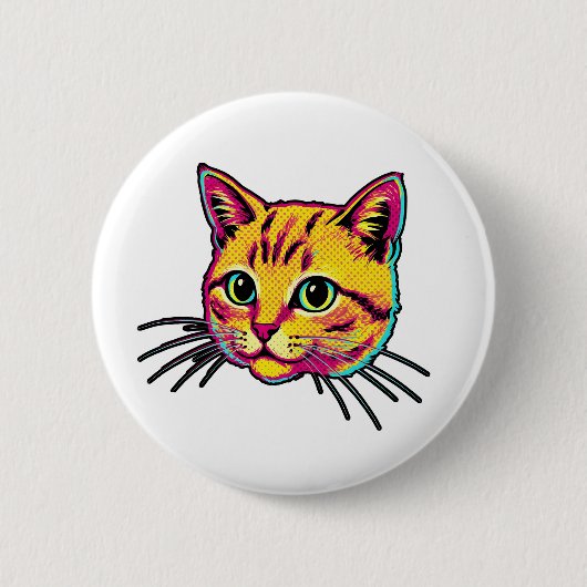 Bunte Katze Button (Vorderseite)