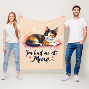 Bunte Katze - Du hast mich bei Miau Wasserfarbe Fleecedecke
